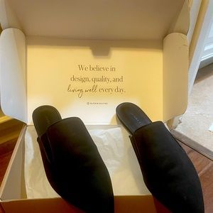 Jenni Kayne oiled leather black mules. Size 9. Like new - never worn.